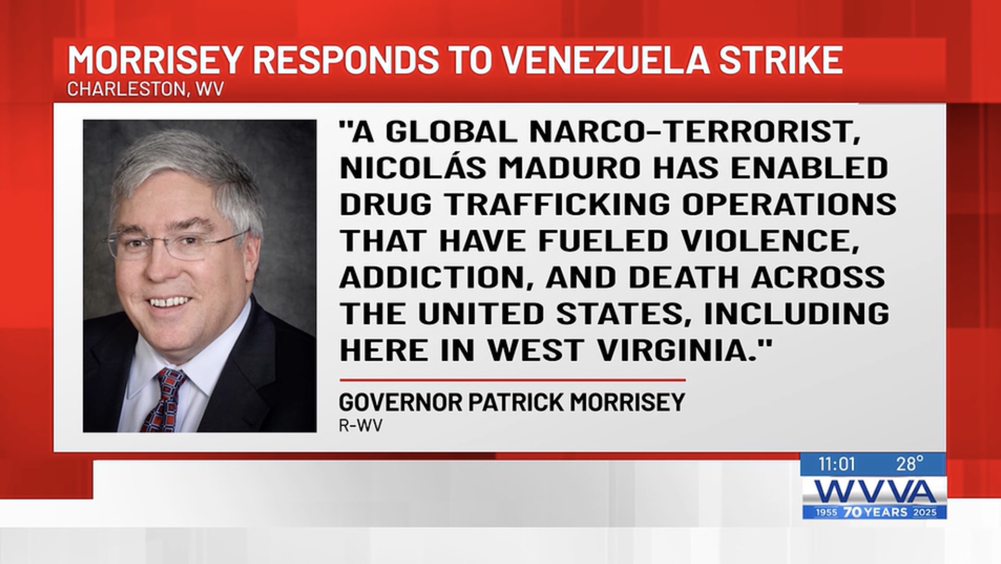 Featured image for “Morrisey responds to Venezuela strike, applauds Trump for efforts to “hold Nicolás Maduro accountable””